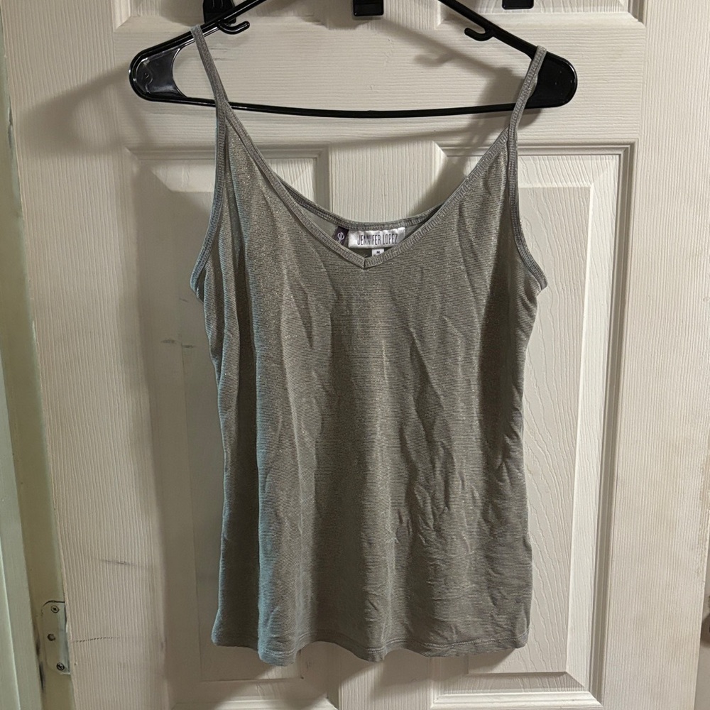 Jennifer Lopez Metallic Gray Camisole